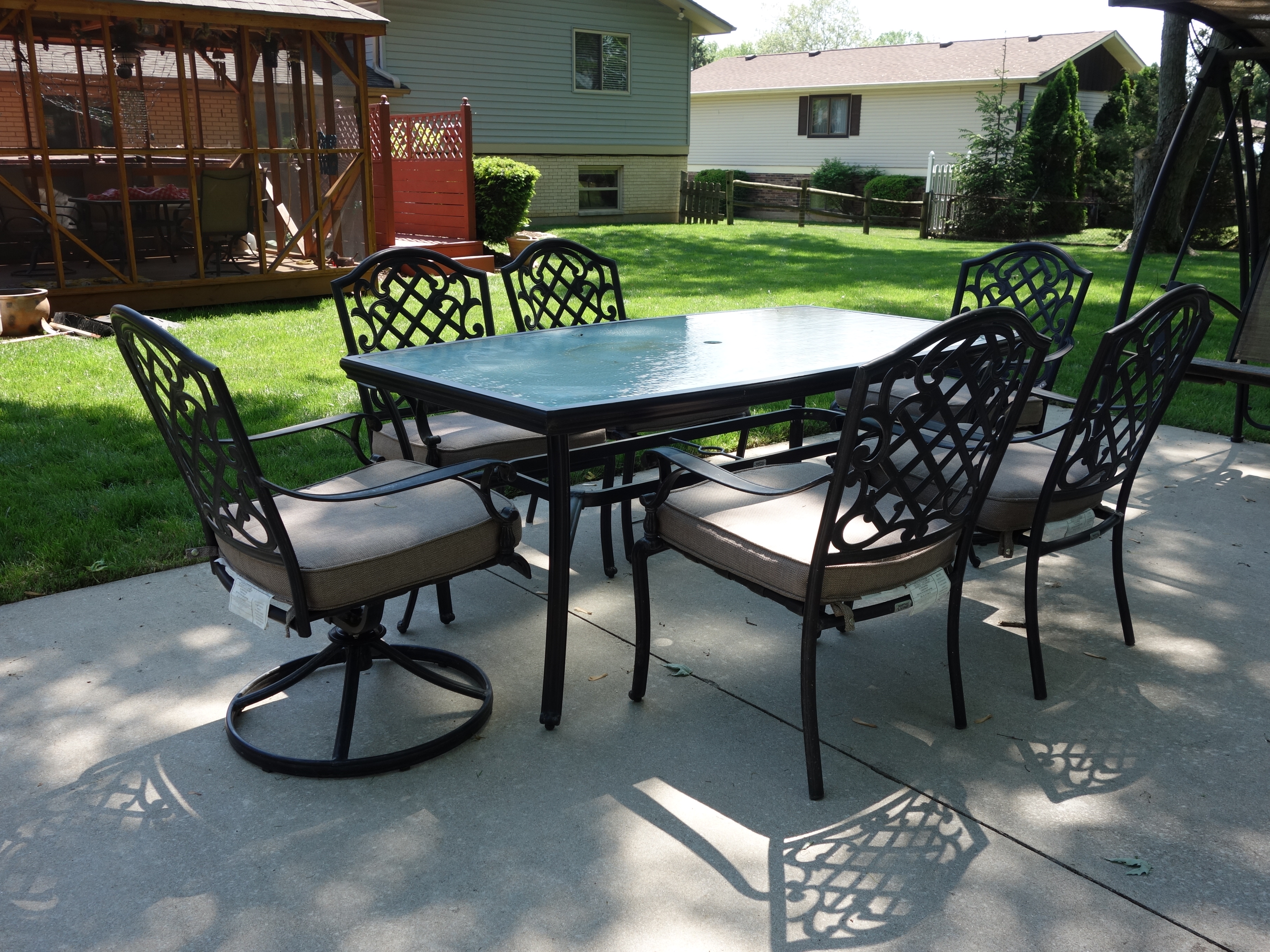 Martha Stewart Living Patio Glass Top Table & Six Chairs