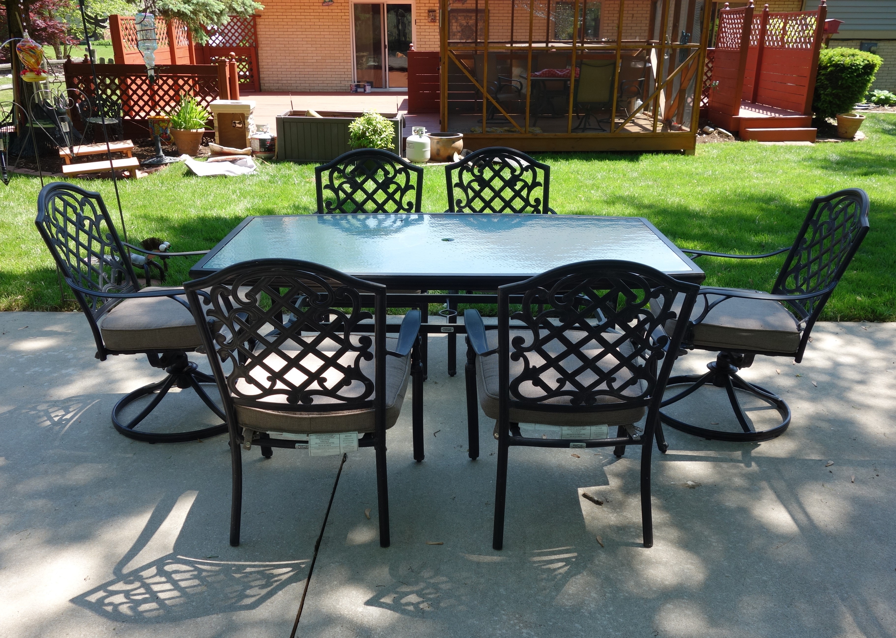 Martha Stewart Living Patio Glass Top Table & Six Chairs