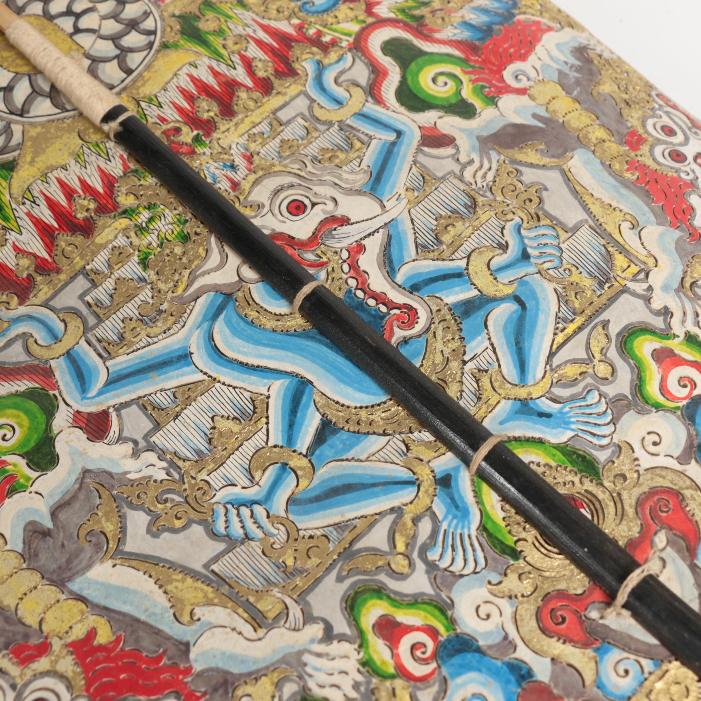 Javanese Painted Gunungan Wayang Kulit Shadow Puppet