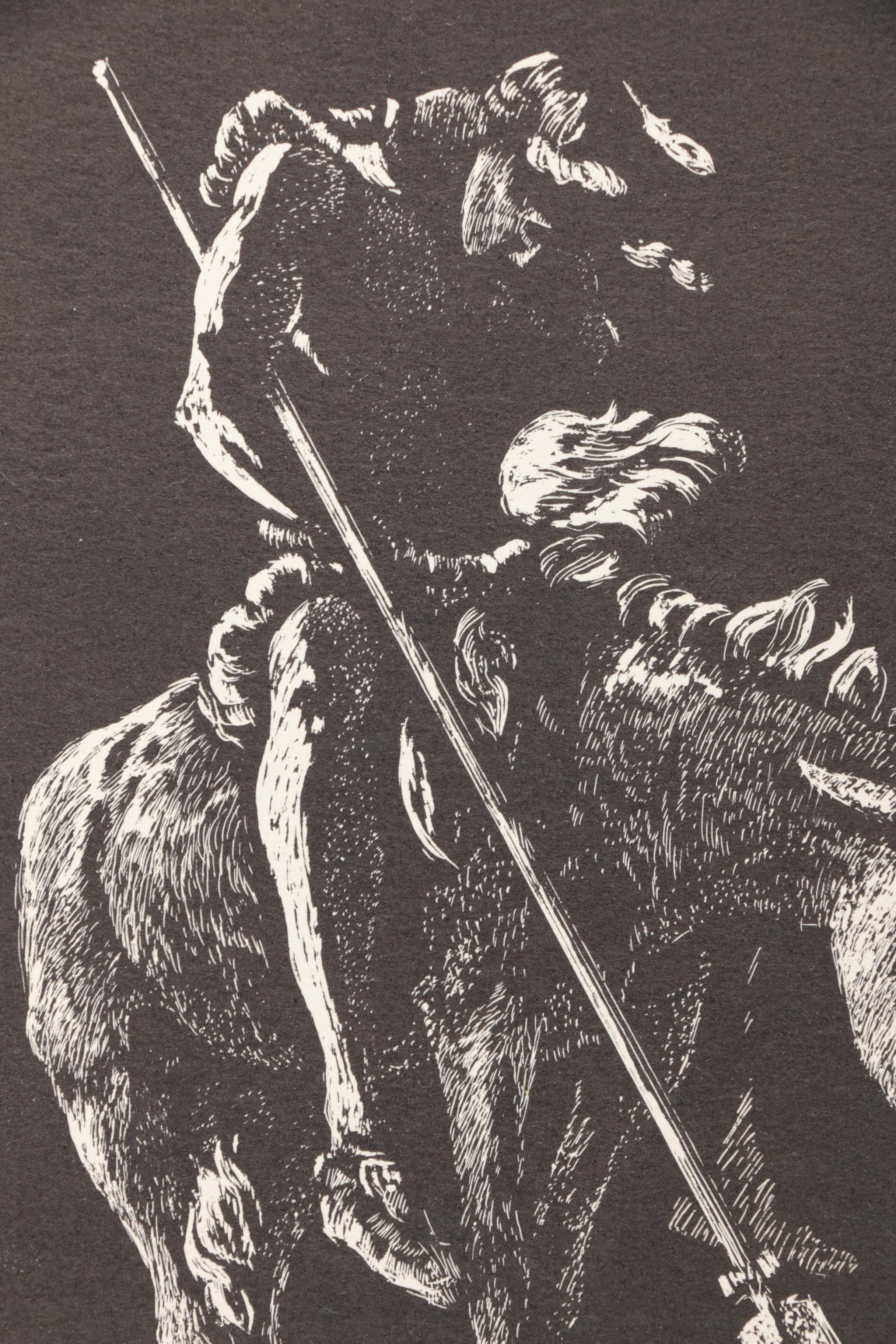 George Kountoupis Lithographs of a Buffalo and After Fraser's "End of the Trail"
