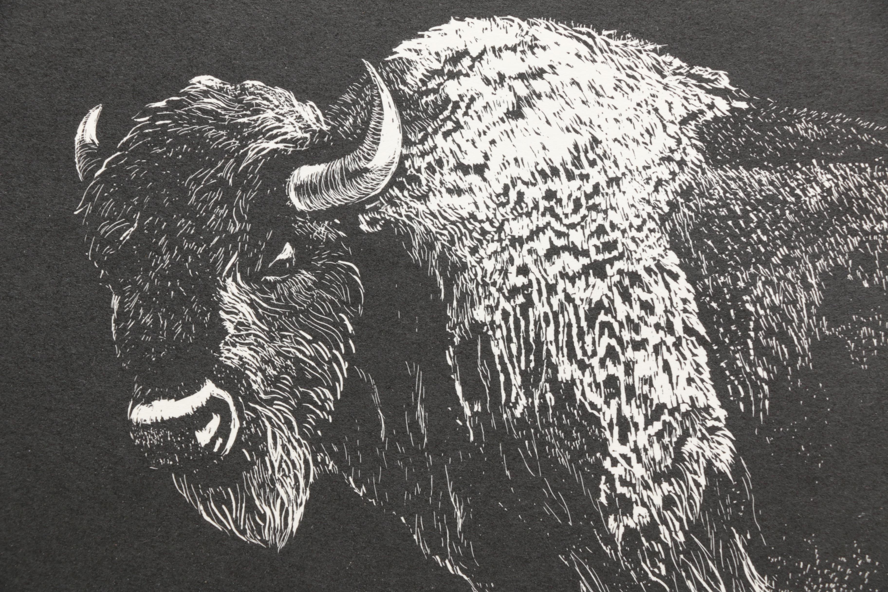George Kountoupis Lithographs of a Buffalo and After Fraser's "End of the Trail"