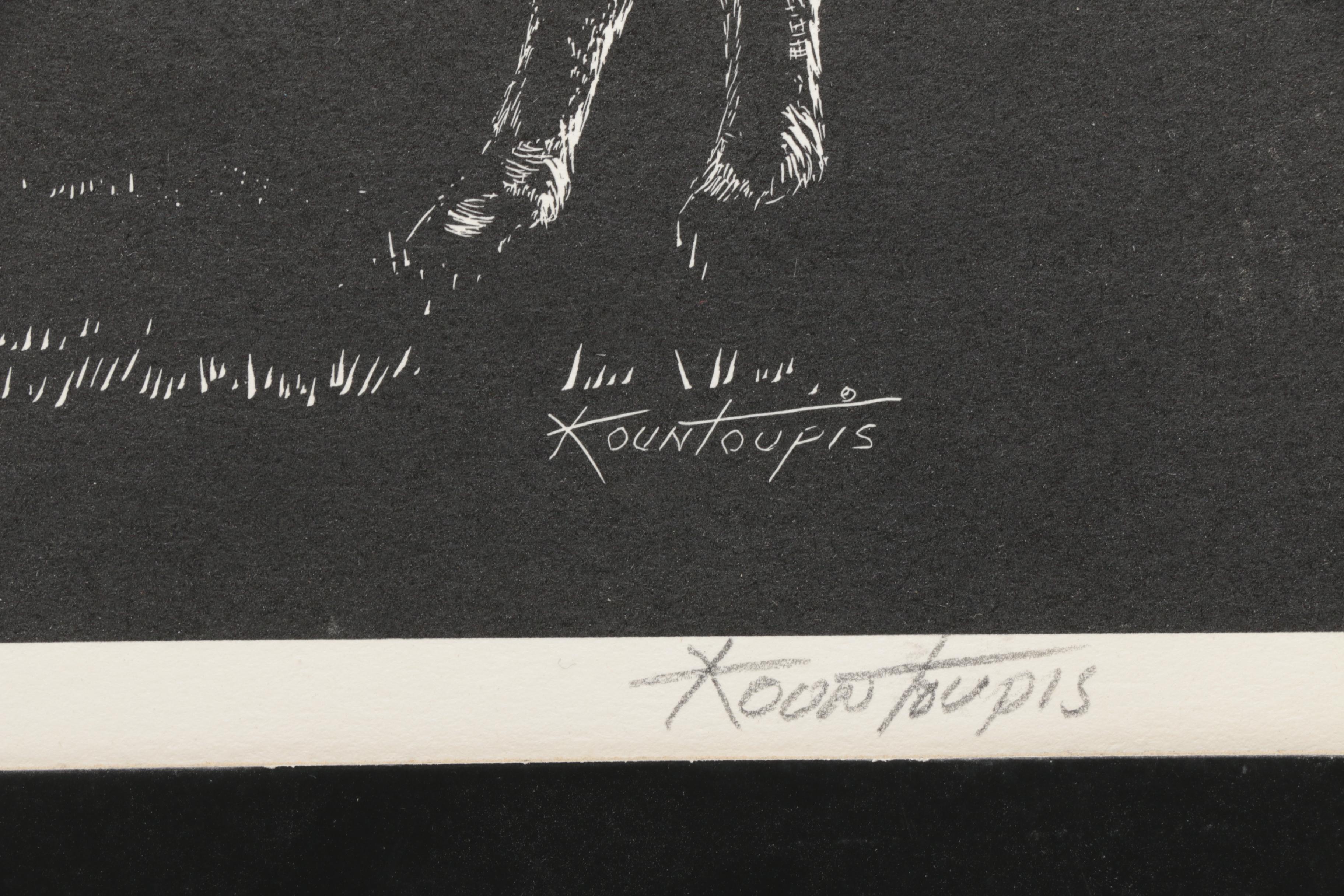 George Kountoupis Lithographs of a Buffalo and After Fraser's "End of the Trail"