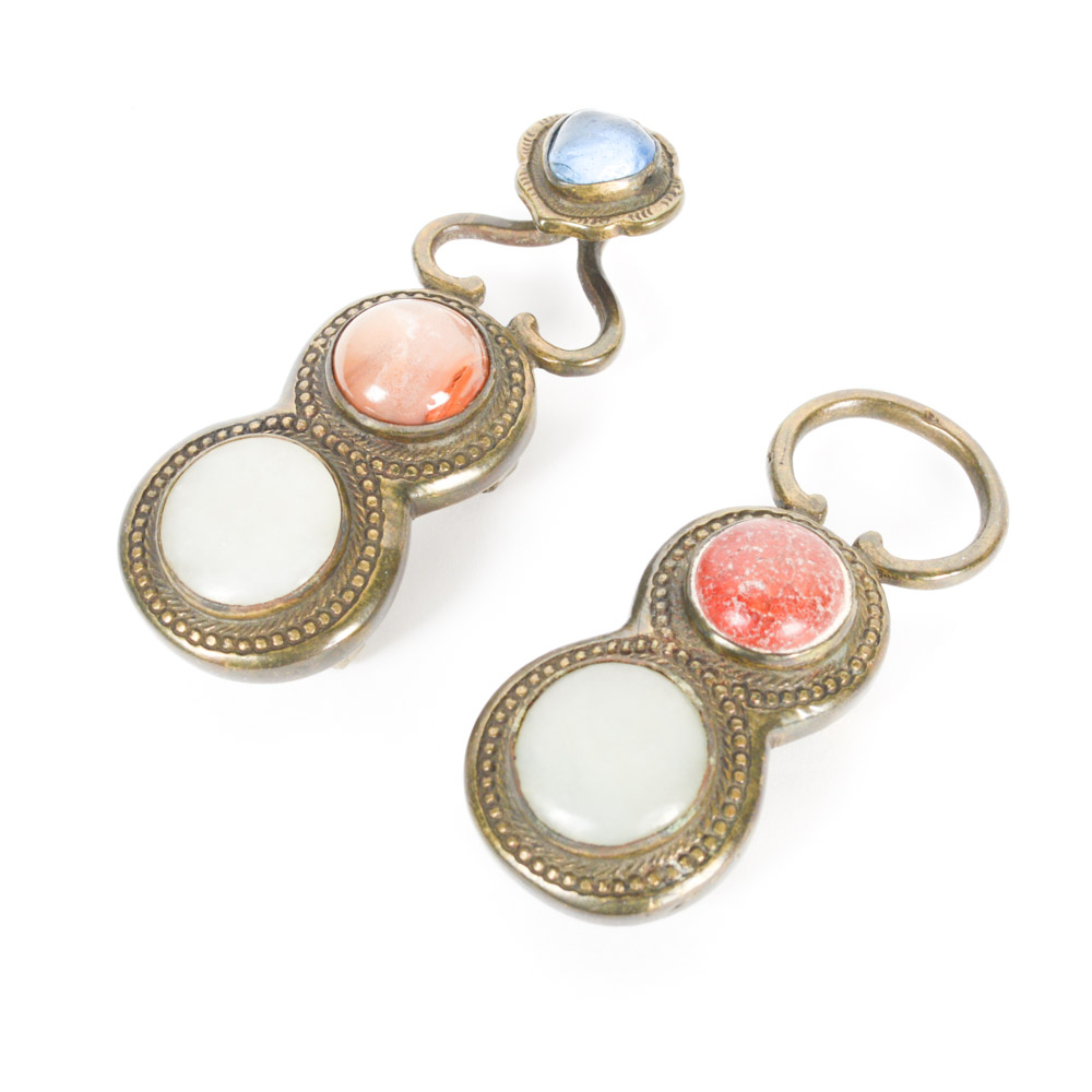 Antique Brass and Gemstone Buckle Fastener