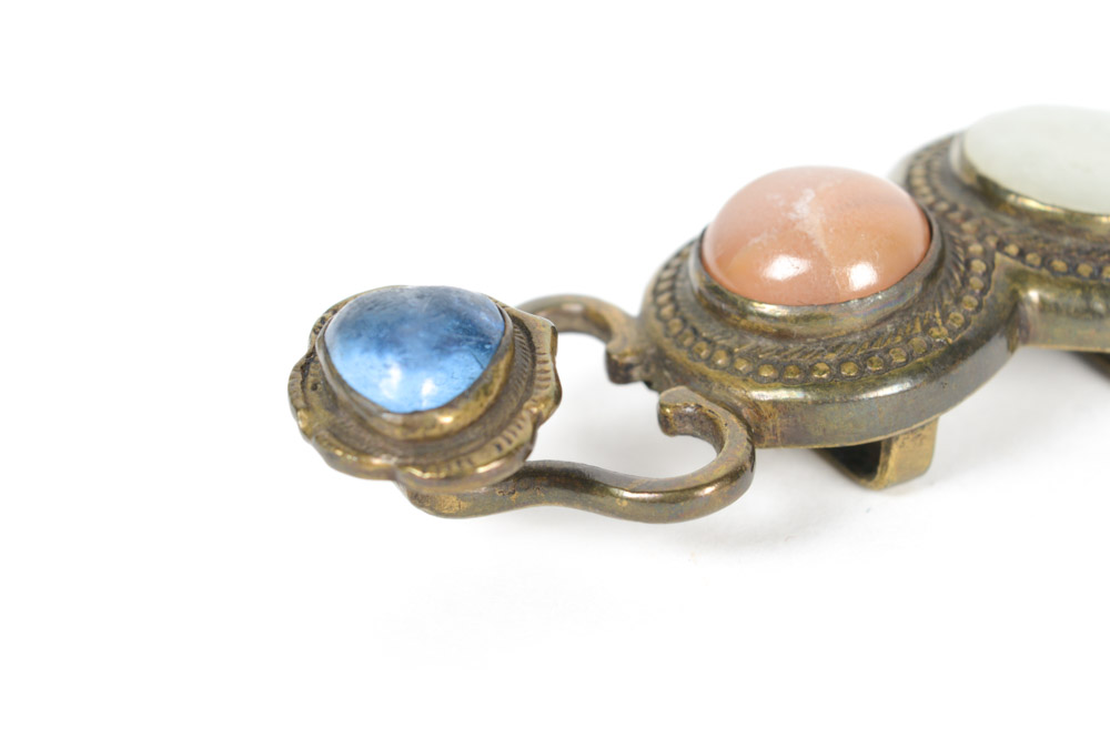 Antique Brass and Gemstone Buckle Fastener