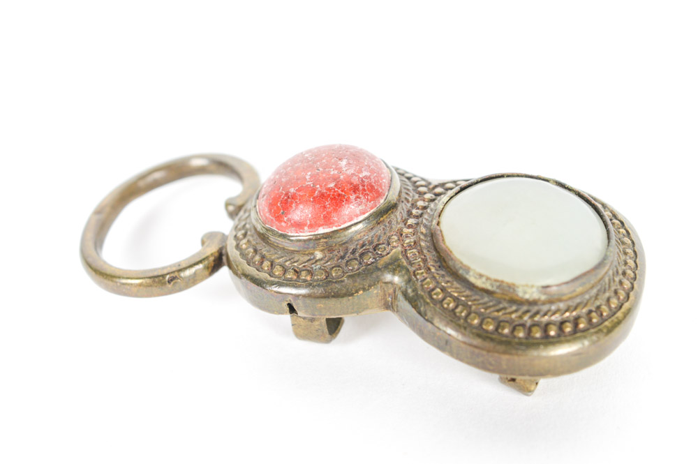 Antique Brass and Gemstone Buckle Fastener