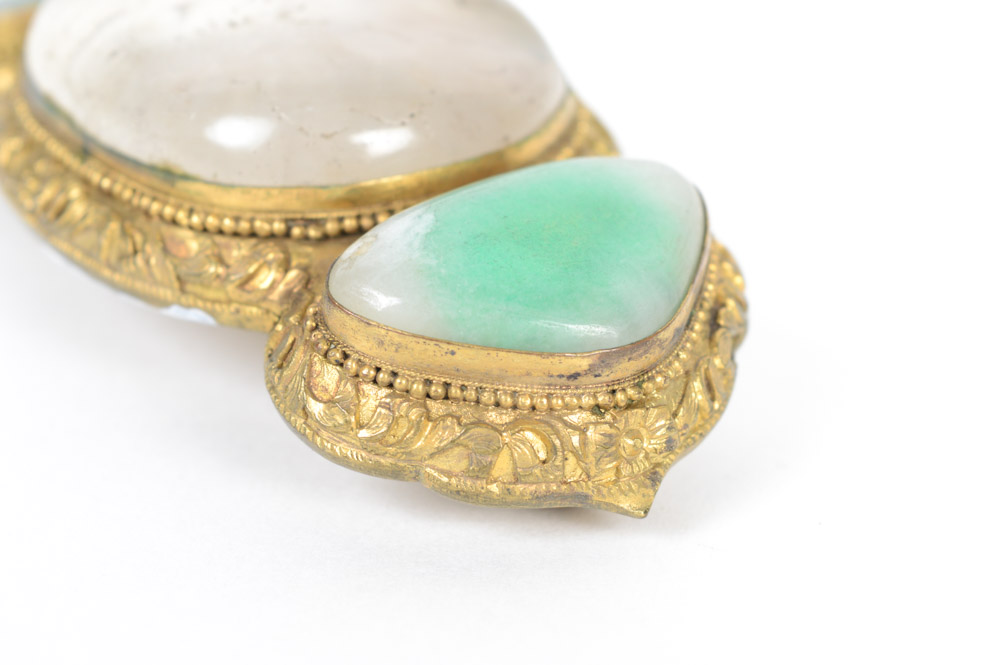 Antique Brass,Nepherite, and Quartz Buckle