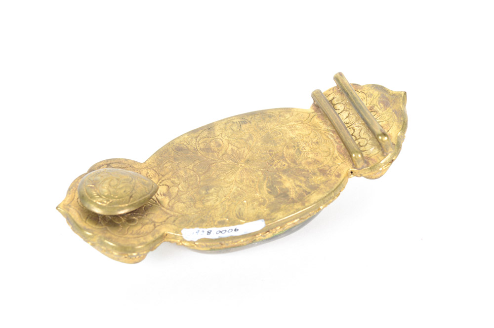 Antique Brass,Nepherite, and Quartz Buckle