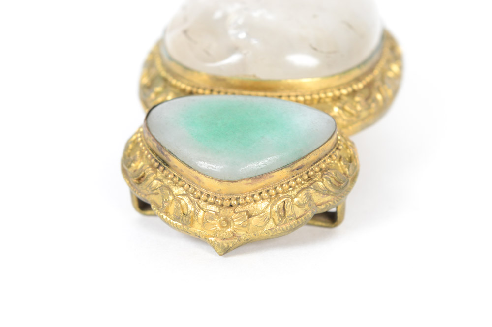 Antique Brass,Nepherite, and Quartz Buckle
