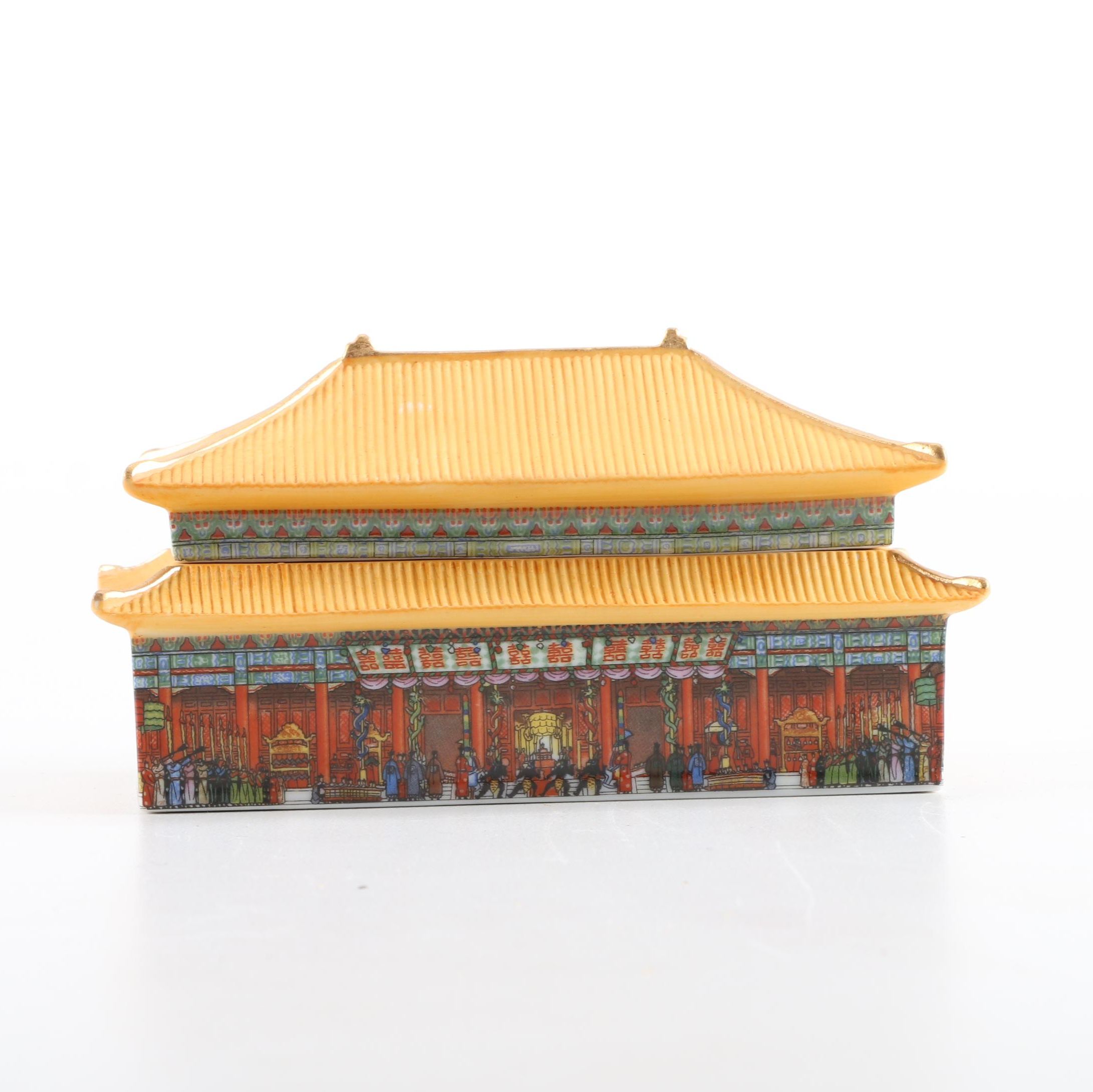 Chinese Forbidden City Porcelain Music Box