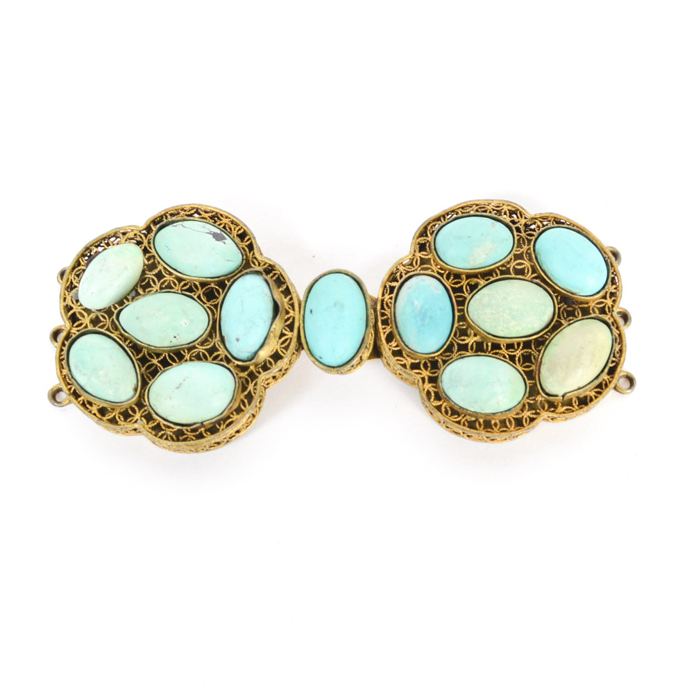 Antique Brass and Turquoise Buckle Fastener