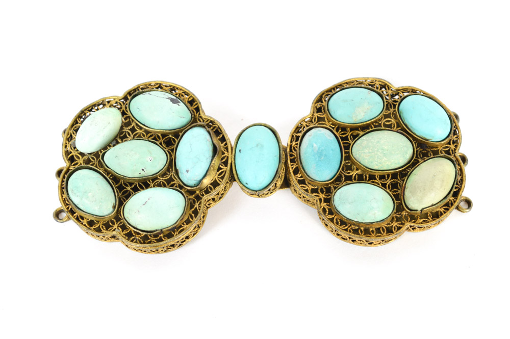 Antique Brass and Turquoise Buckle Fastener