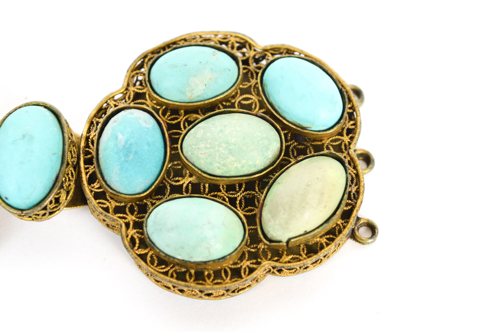 Antique Brass and Turquoise Buckle Fastener