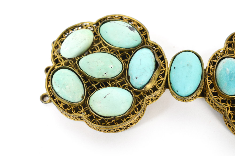 Antique Brass and Turquoise Buckle Fastener