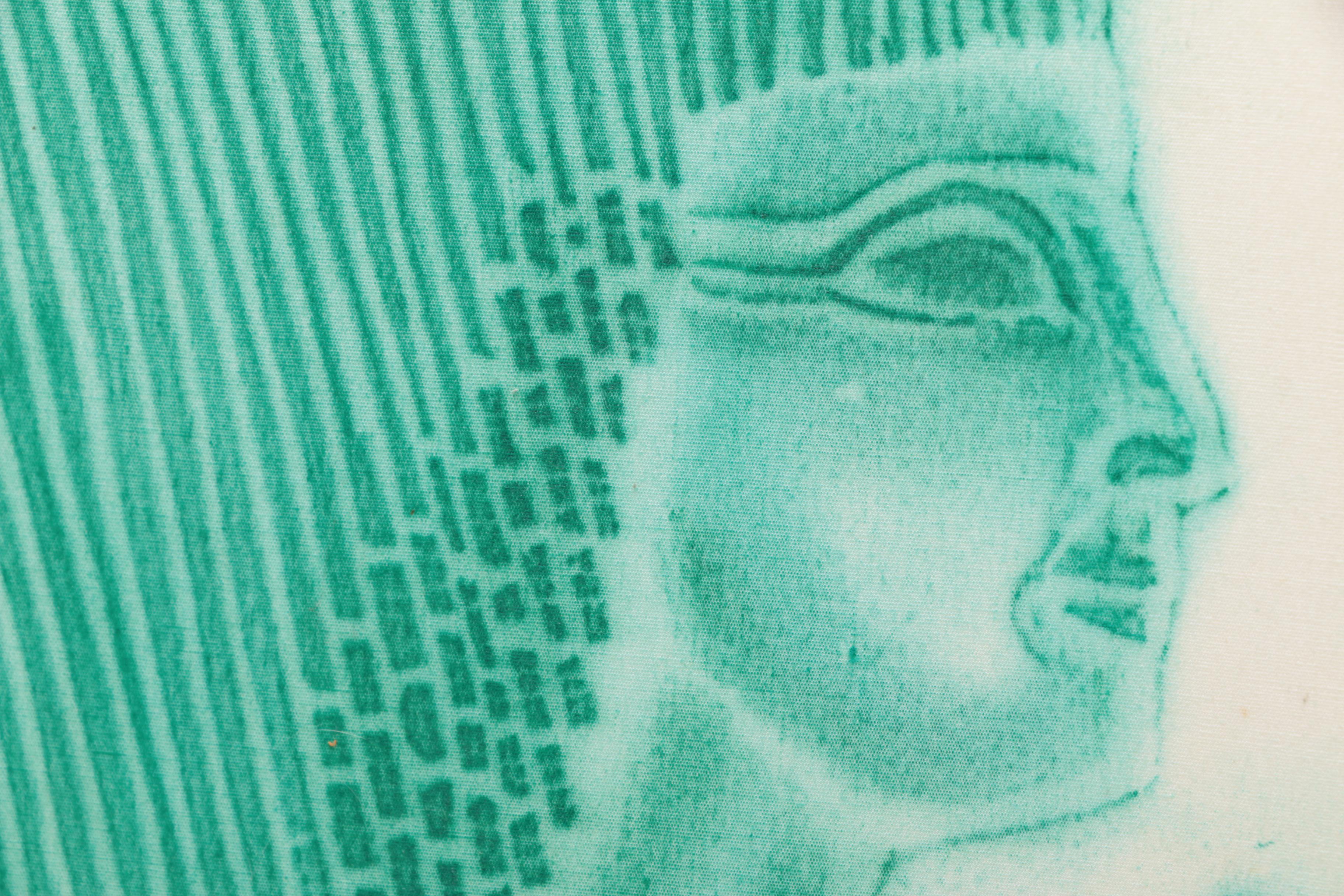 Carla Gendron Oil Rubbing on Egyptian Cotton "Head Of Tutankhamon"