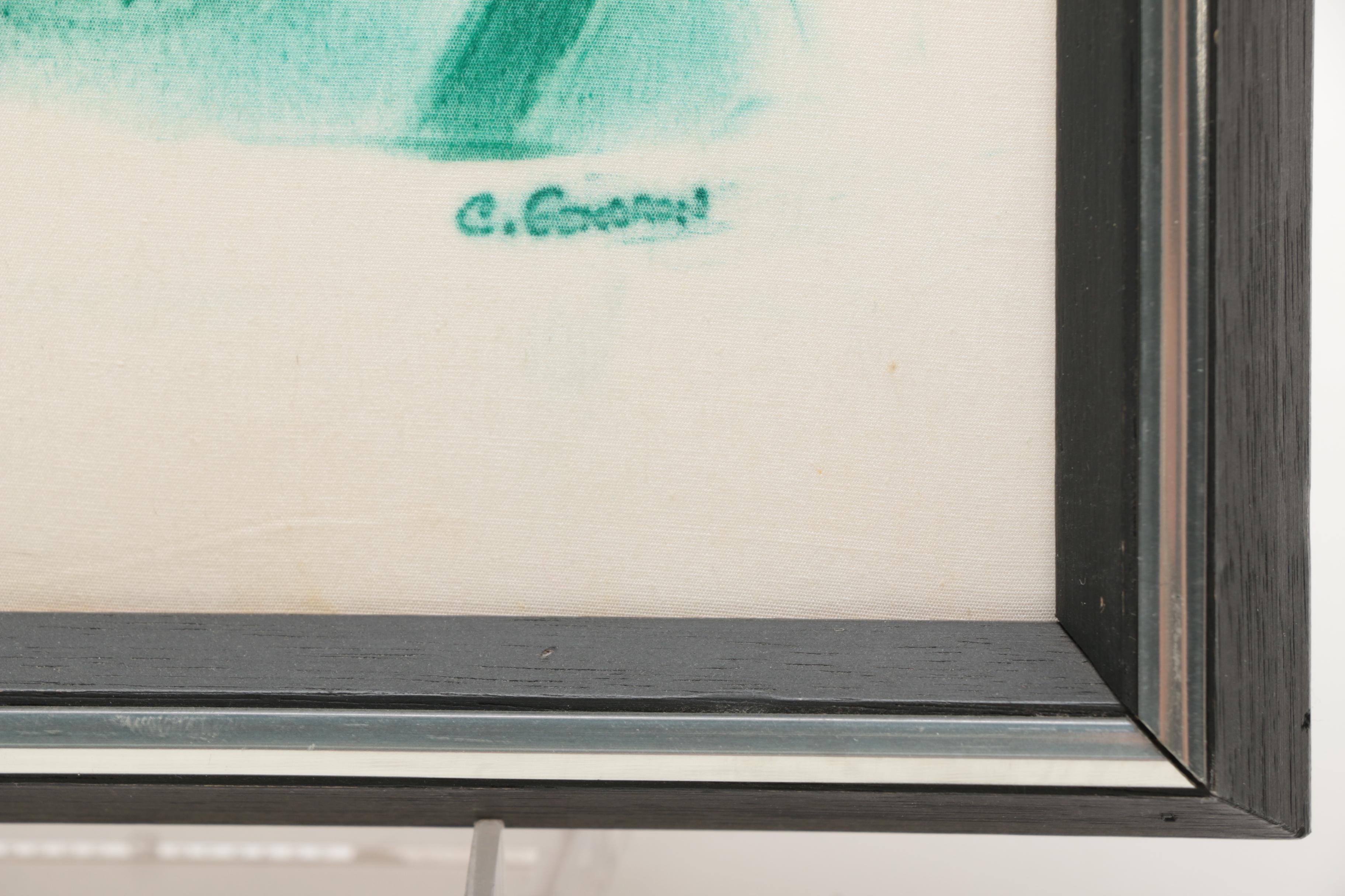 Carla Gendron Oil Rubbing on Egyptian Cotton "Head Of Tutankhamon"