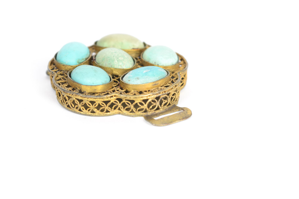 Antique Brass and Turquoise Buckle Fastener