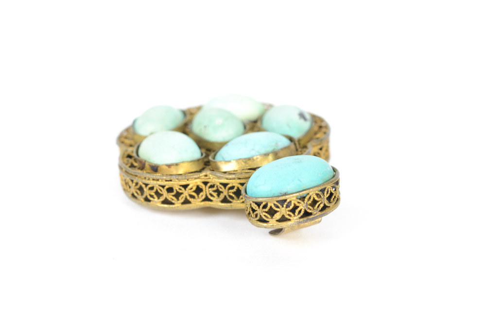 Antique Brass and Turquoise Buckle Fastener