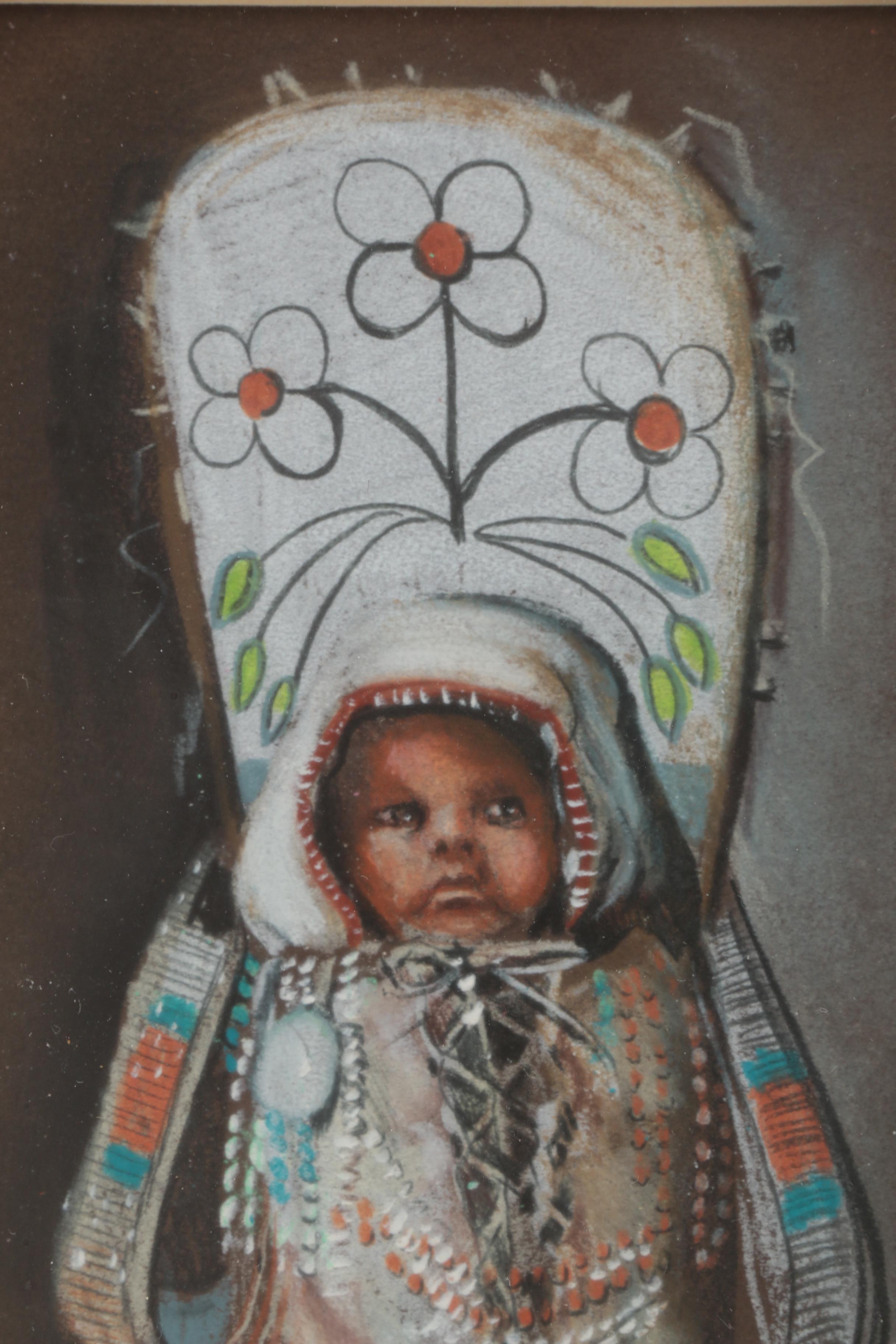 1989 Pastel Drawing After a 1911 Photograph on a Nez Perce Baby
