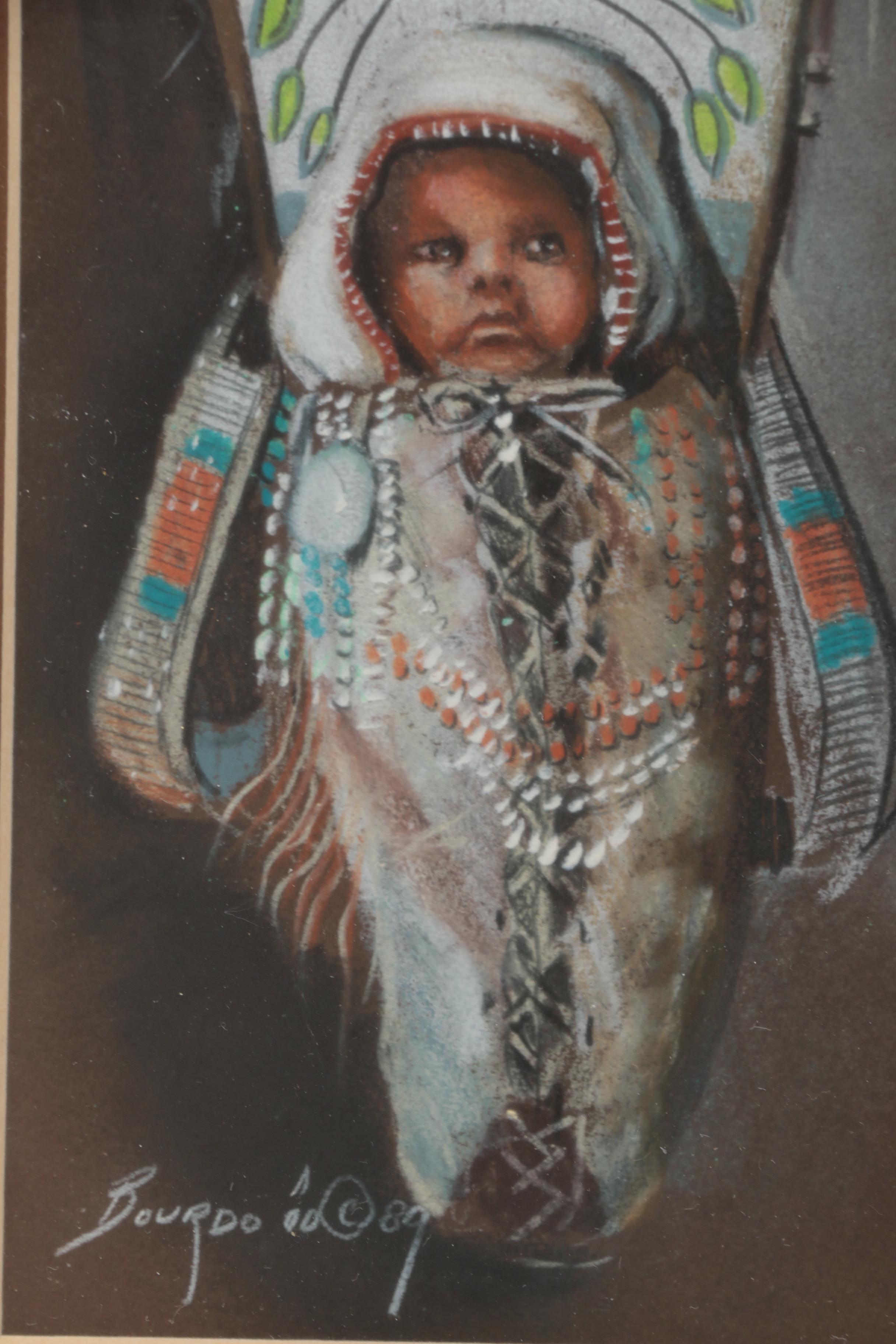 1989 Pastel Drawing After a 1911 Photograph on a Nez Perce Baby