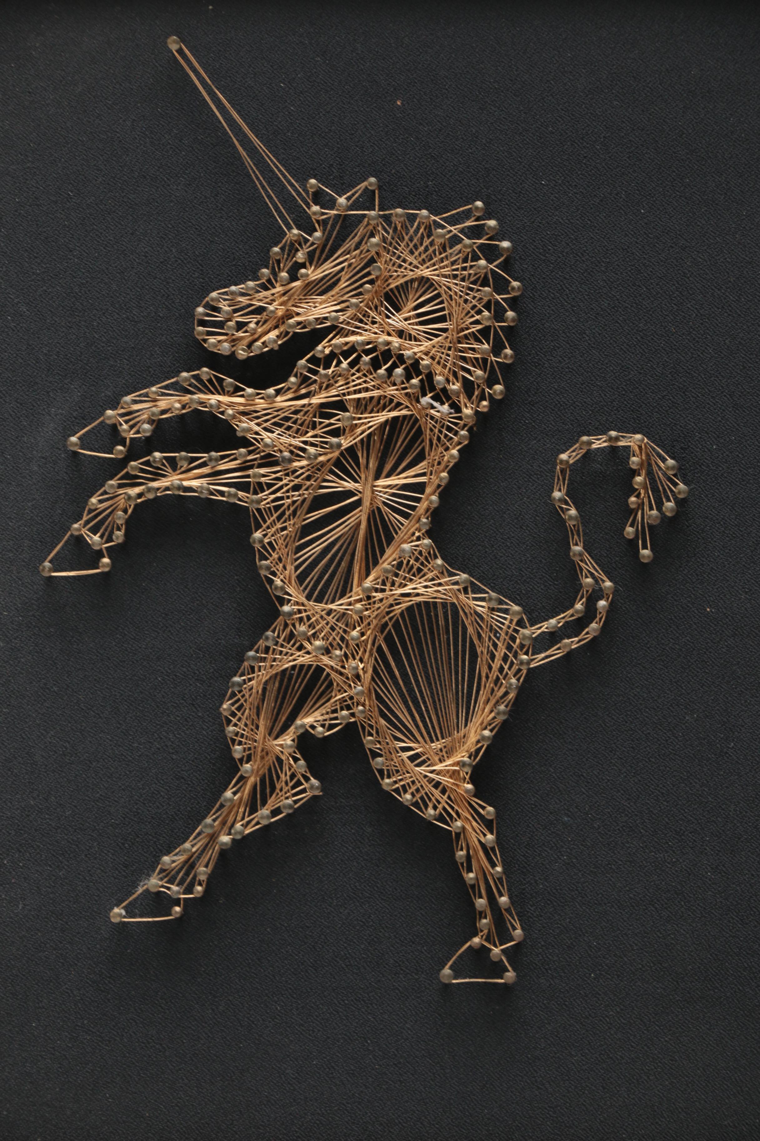 Framed Wire Artwork of a Unicorn