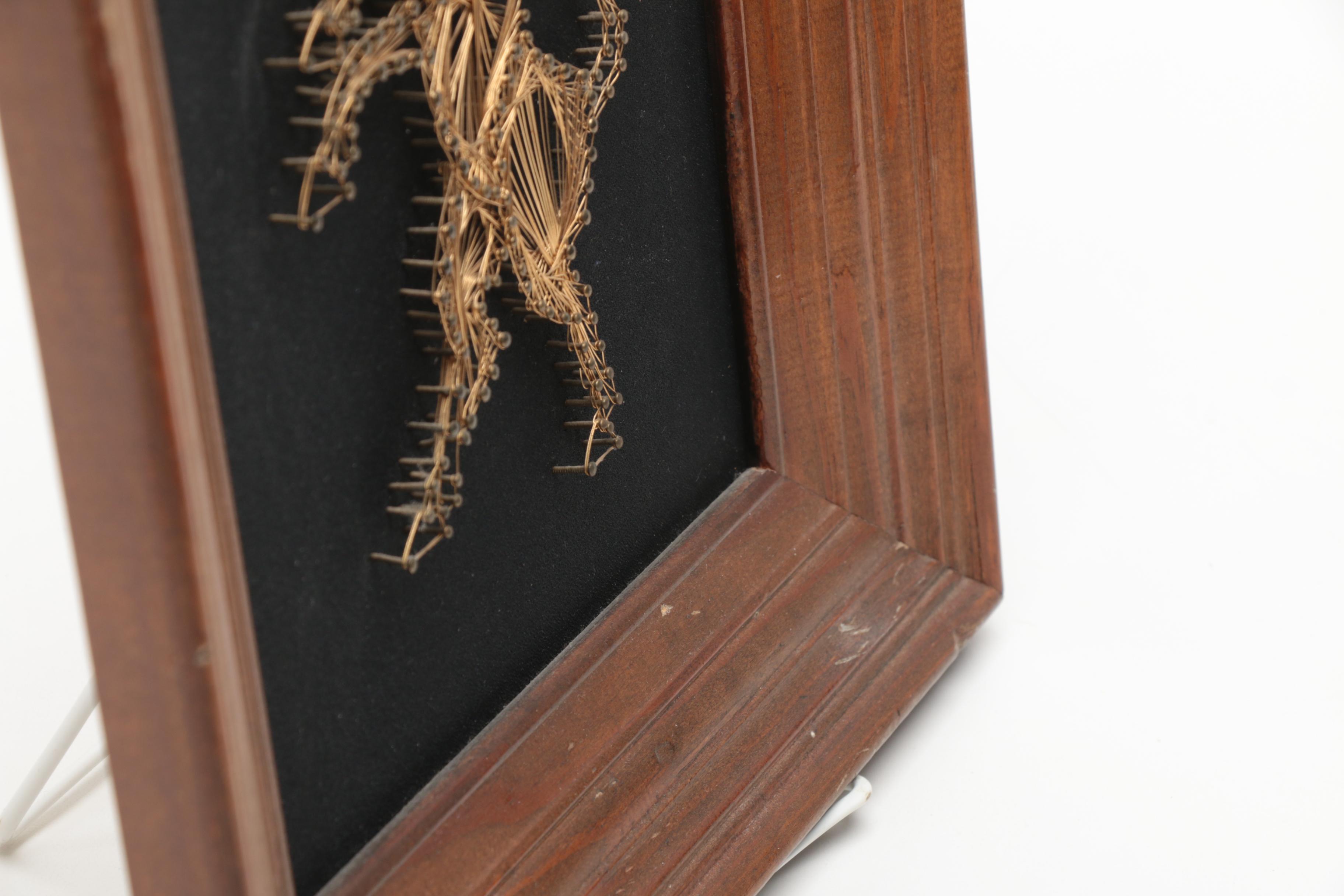 Framed Wire Artwork of a Unicorn