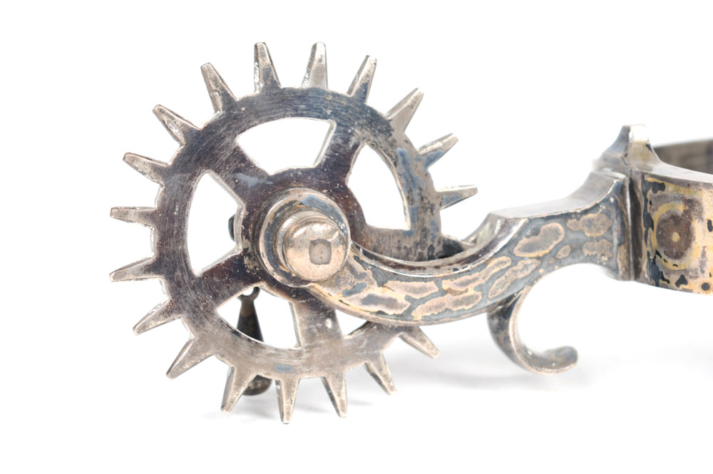 Antique Metal Spurs with Silver Inlay