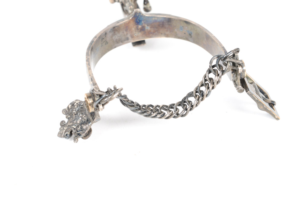 Antique Metal Spurs with Silver Inlay