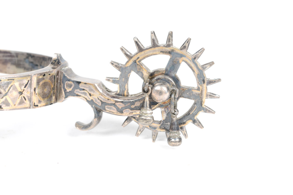 Antique Metal Spurs with Silver Inlay