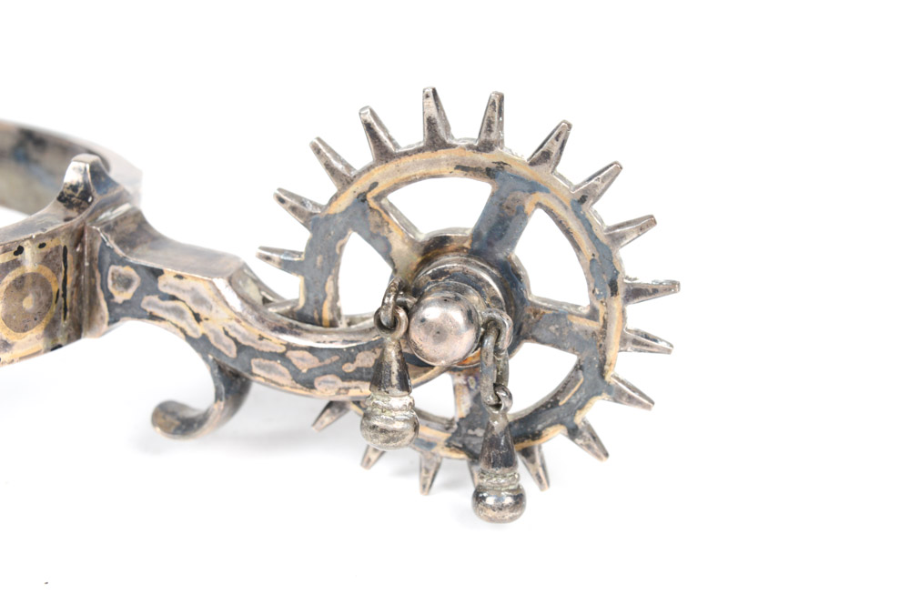 Antique Metal Spurs with Silver Inlay