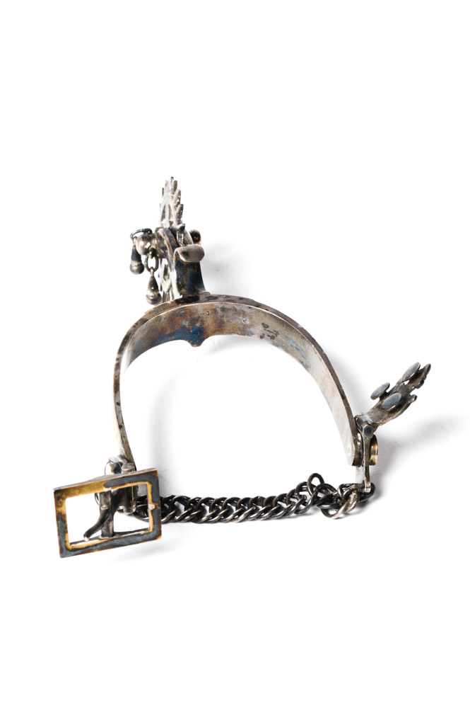 Antique Metal Spurs with Silver Inlay