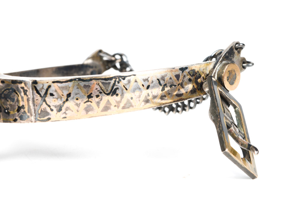 Antique Metal Spurs with Silver Inlay