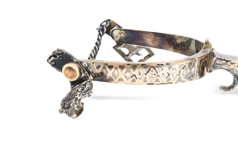Antique Metal Spurs with Silver Inlay