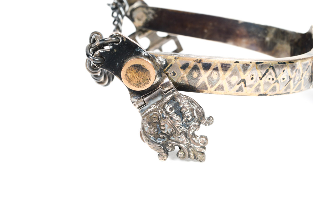 Antique Metal Spurs with Silver Inlay