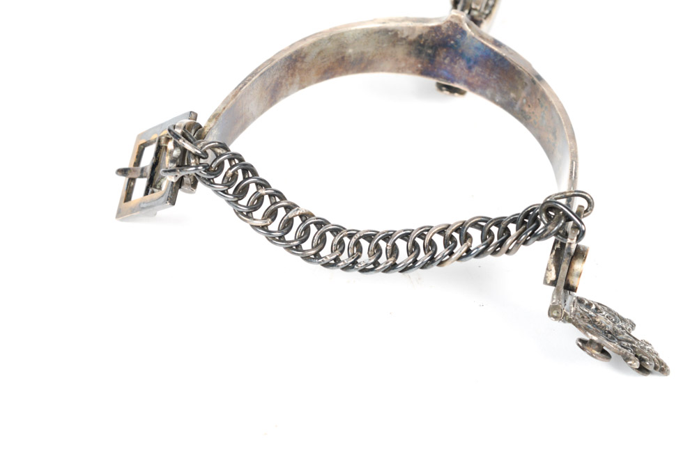 Antique Metal Spurs with Silver Inlay