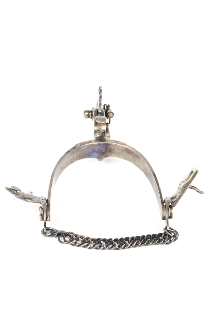 Antique Metal Spurs with Silver Inlay
