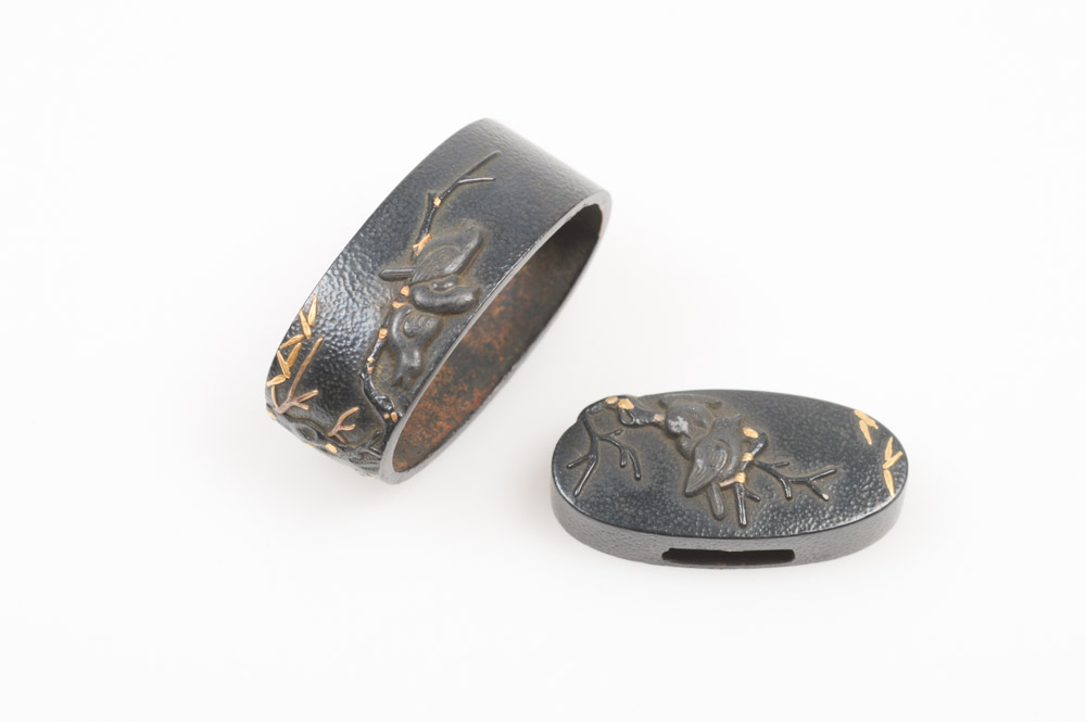 Antique Japanese Kashira Butt Cap and Fuchi Hilt Collar