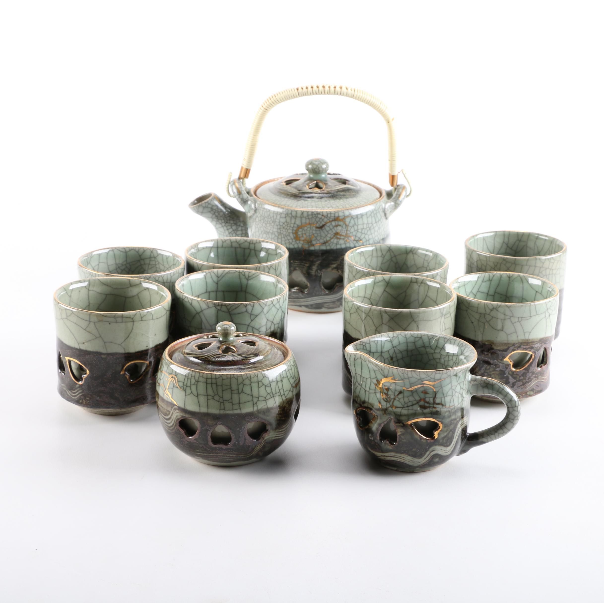 Ornate Wheel Thrown Tea Service