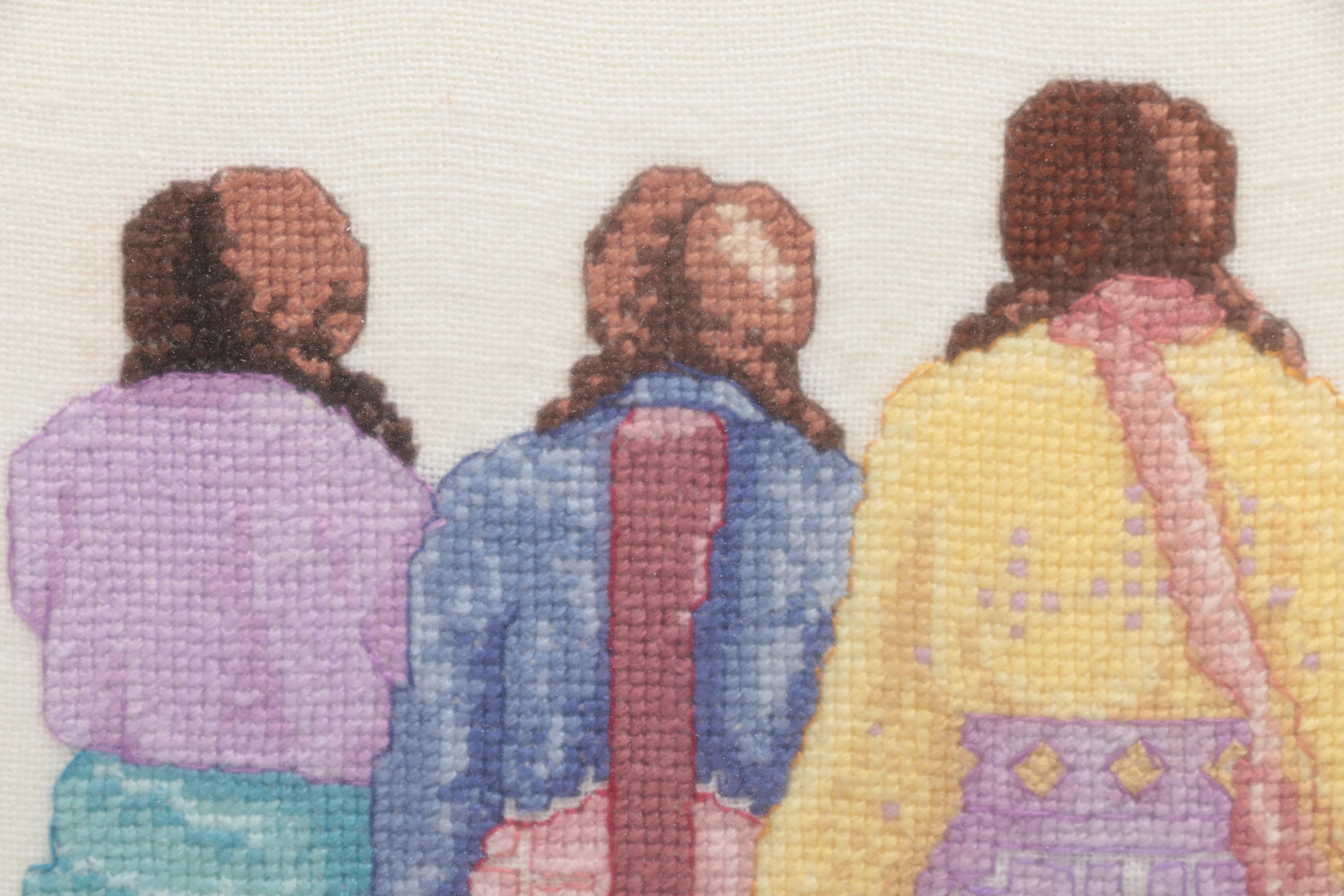 Needlepoint Artwork of Five Women
