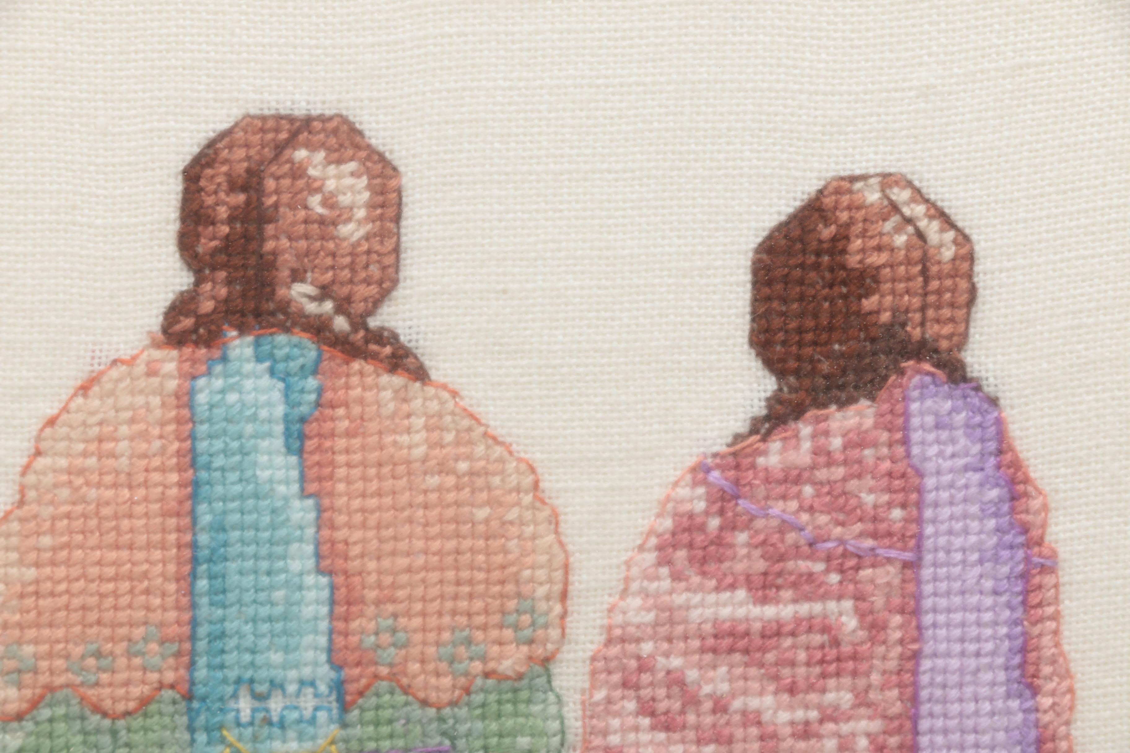 Needlepoint Artwork of Five Women