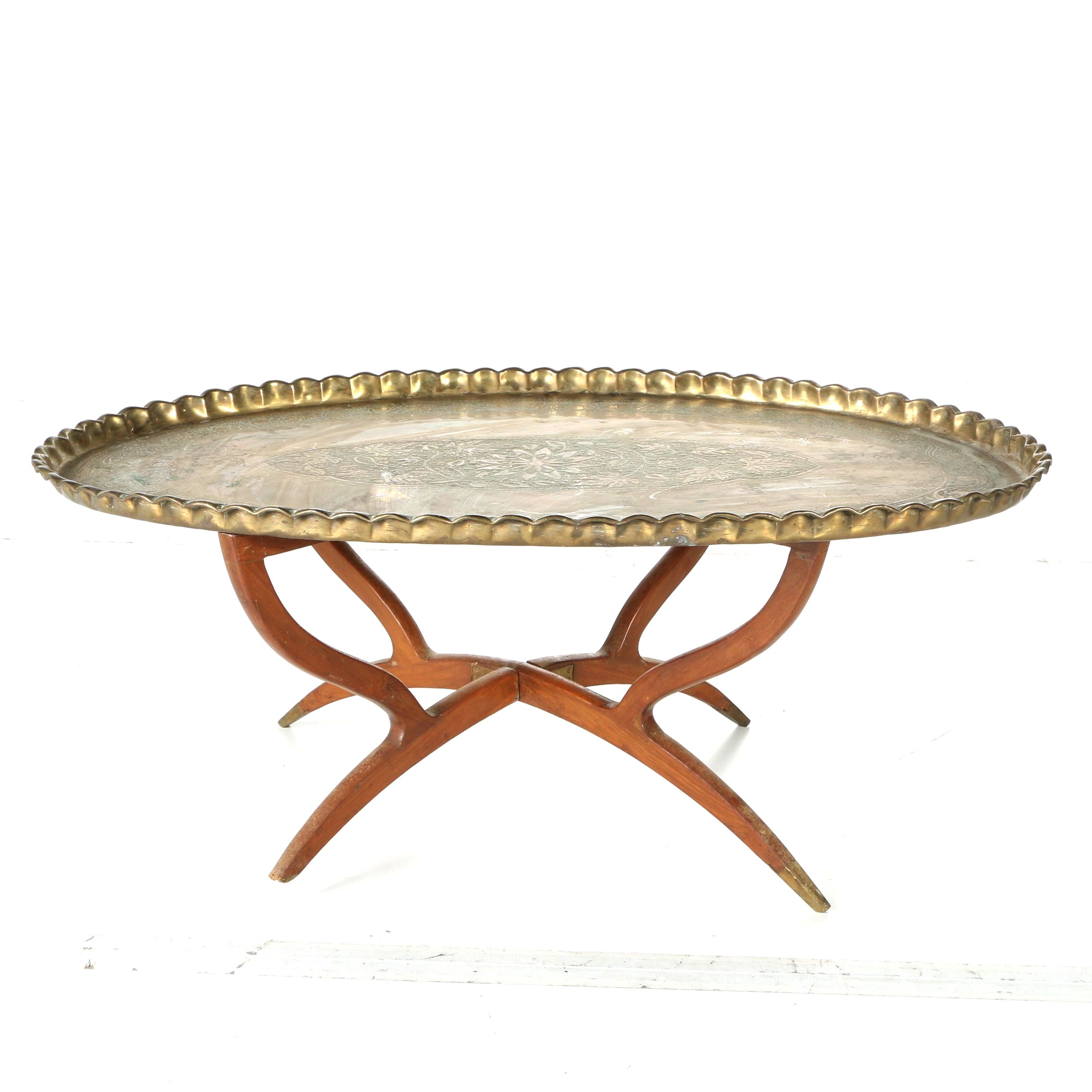 Tray Top Coffee Table With Collapsible Base