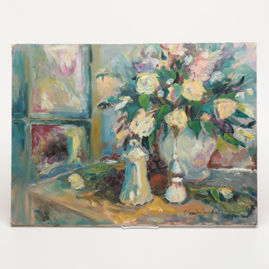Oil Floral Still Life Painting on Canvas