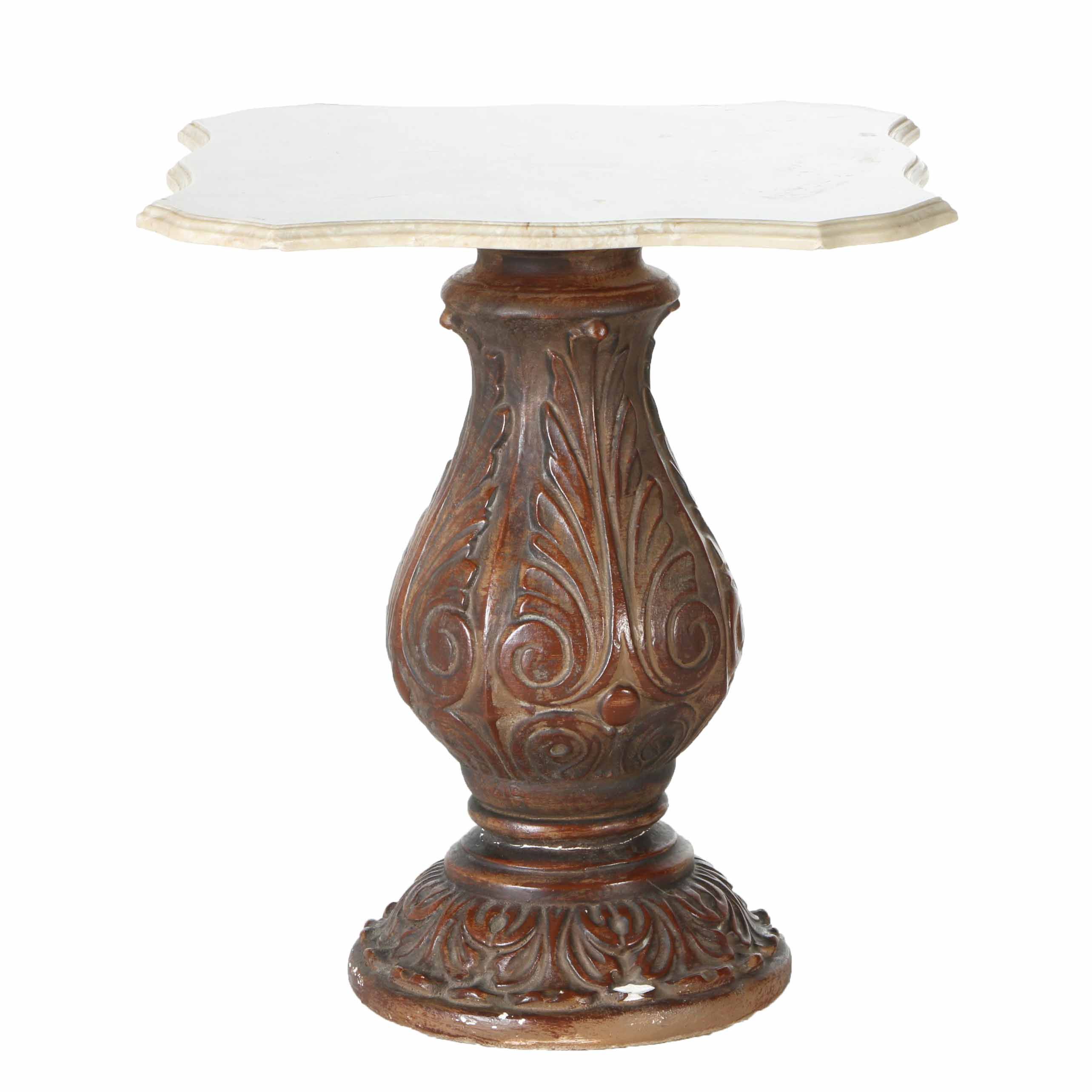 Marble Top Pedestal Side Table