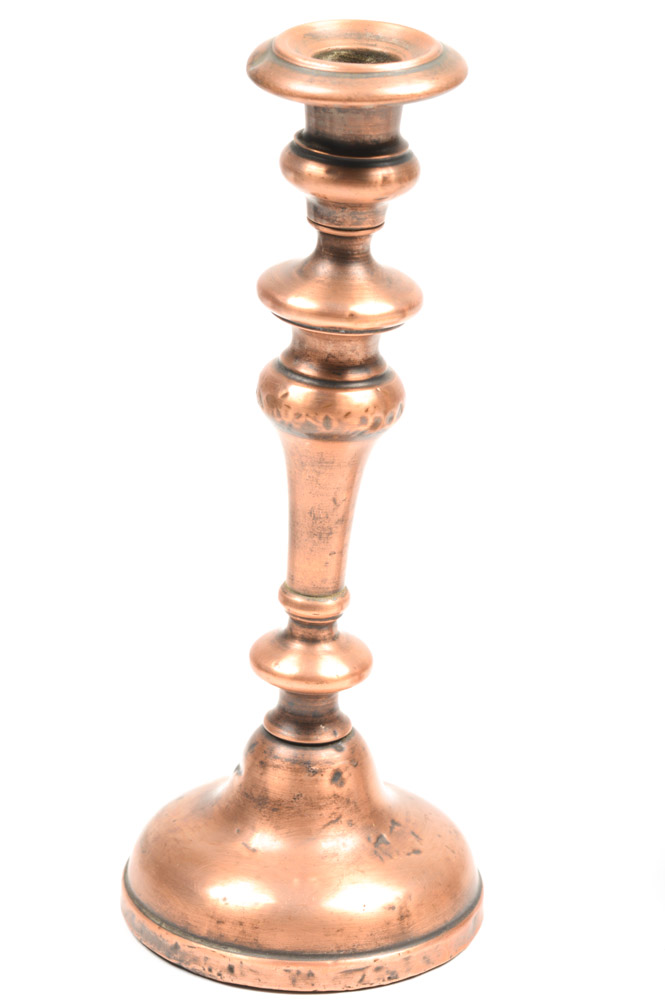 Two Antique Copper Candlesticks