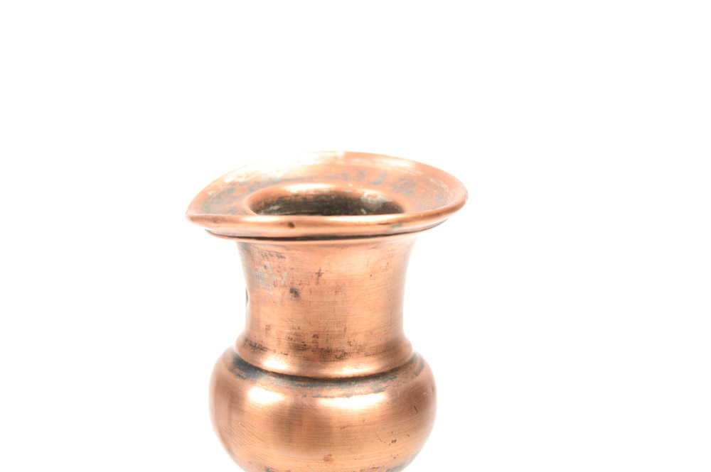 Two Antique Copper Candlesticks