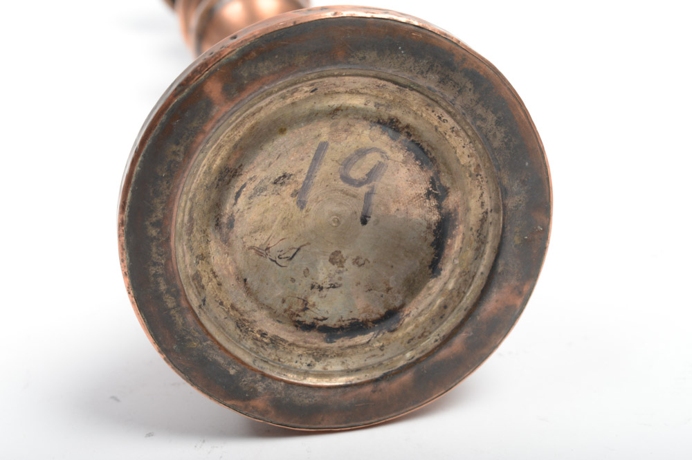 Two Antique Copper Candlesticks