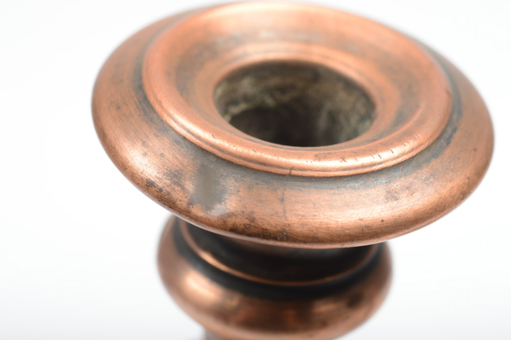 Two Antique Copper Candlesticks