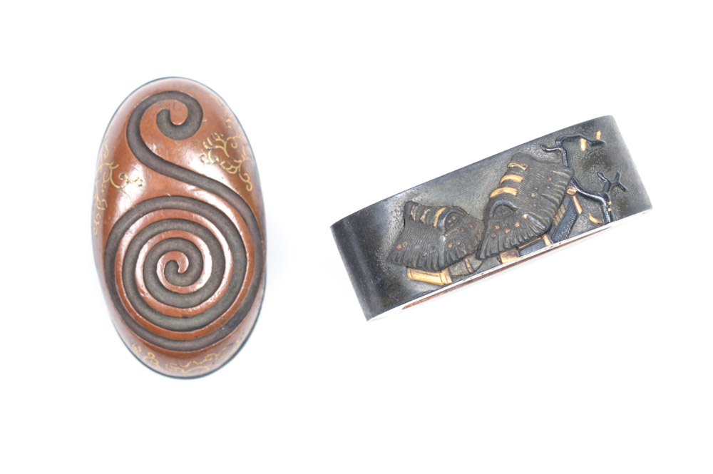 Antique Japanese Kashira Butt Cap and Fuchi Hilt Collar