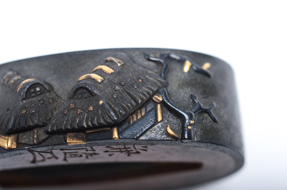 Antique Japanese Kashira Butt Cap and Fuchi Hilt Collar