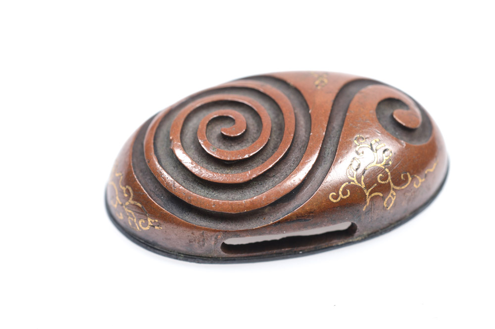 Antique Japanese Kashira Butt Cap and Fuchi Hilt Collar