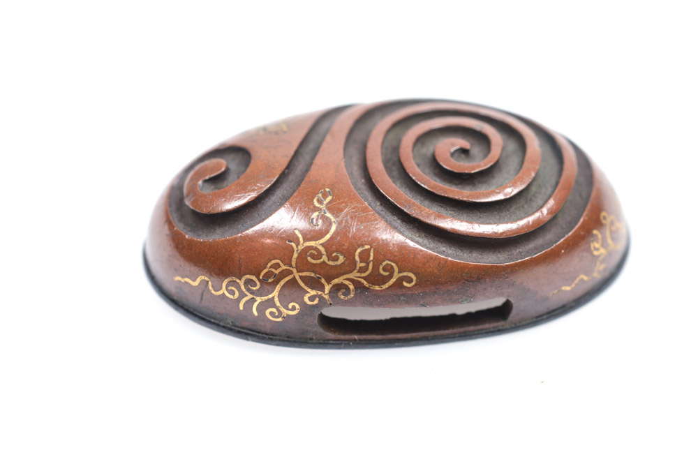 Antique Japanese Kashira Butt Cap and Fuchi Hilt Collar